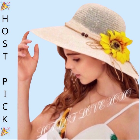 Accessories - Sunflower Boho Floppy Beige Straw Hat